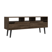 Load image into Gallery viewer, Tv Stand for TV´s up 52&quot; Bull, Three Open Shelves, Two Flexible Drawers, Dark Walnut Finish-6
