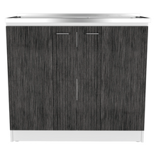 Load image into Gallery viewer, Utility Sink Vernal, Double Door, White / Smokey Oak Finish-3
