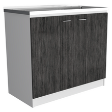Load image into Gallery viewer, Utility Sink Vernal, Double Door, White / Smokey Oak Finish-5
