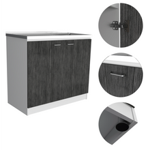 Load image into Gallery viewer, Utility Sink Vernal, Double Door, White / Smokey Oak Finish-6
