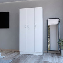 Load image into Gallery viewer, Wardrobe Erie, 4 Storage Shelves, 2 Drawers and 3 Doors, White Finish-0
