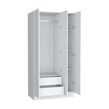 Load image into Gallery viewer, Wardrobe Erie, 4 Storage Shelves, 2 Drawers and 3 Doors, White Finish-4
