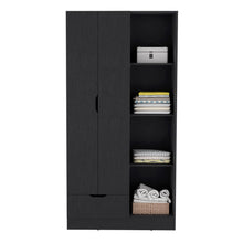 Load image into Gallery viewer, Armoire Dover, 4 Shelves, Drawer and Double Door, Black Wengue Finish-3
