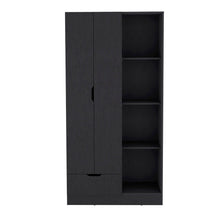 Load image into Gallery viewer, Armoire Dover, 4 Shelves, Drawer and Double Door, Black Wengue Finish-2
