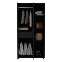 Load image into Gallery viewer, Armoire Boise, Drawer and 3 Tiered Shelves, Black Wengue Finish-2
