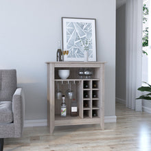 Load image into Gallery viewer, Bar Cabinet Castle, One Open Shelf, Six Wine Cubbies, Light Gray Finish-0
