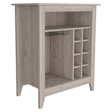Load image into Gallery viewer, Bar Cabinet Castle, One Open Shelf, Six Wine Cubbies, Light Gray Finish-3
