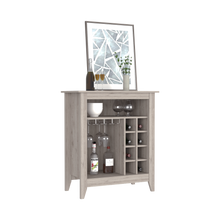 Load image into Gallery viewer, Bar Cabinet Castle, One Open Shelf, Six Wine Cubbies, Light Gray Finish-2
