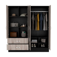 Load image into Gallery viewer, Armoire Ron, Double Door Cabinet, Black Wengue/ Light Gray Finish-3
