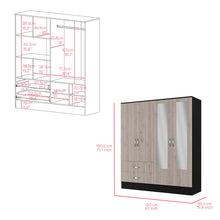 Load image into Gallery viewer, Armoire Ron, Double Door Cabinet, Black Wengue/ Light Gray Finish-6

