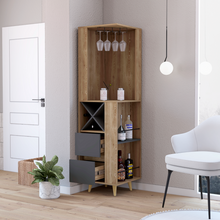 Load image into Gallery viewer, Corner Bar Cabinet Caguas, Two External Shelves, Four Wine Cubbies, Pine / Gray Finish-1
