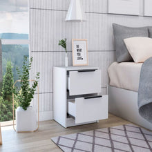 Load image into Gallery viewer, Nightstand Cervants, Two Drawers, Metal Handle, White Finish-1
