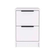 Load image into Gallery viewer, Nightstand Cervants, Two Drawers, Metal Handle, White Finish-3
