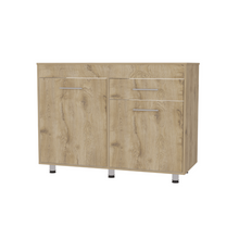 Load image into Gallery viewer, Utility Sink Champp, One Drawer, Double Door, White / Aged Oak Finish-3
