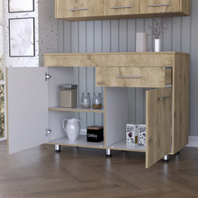 Load image into Gallery viewer, Utility Sink Champp, One Drawer, Double Door, White / Aged Oak Finish-1
