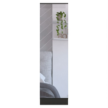 Load image into Gallery viewer, Shoe Rack Chimg, Mirror, Five Interior Shelves, Single Door Cabinet, Black Wengue Finish-2
