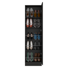 Load image into Gallery viewer, Shoe Rack Chimg, Mirror, Five Interior Shelves, Single Door Cabinet, Black Wengue Finish-3

