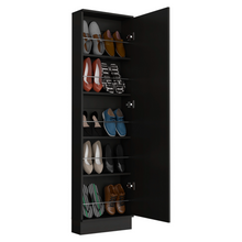 Load image into Gallery viewer, Shoe Rack Chimg, Mirror, Five Interior Shelves, Single Door Cabinet, Black Wengue Finish-5
