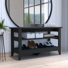 Load image into Gallery viewer, Storage Bench Susho, Upper and Lower Shelf, Black Wengue Finish-0
