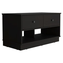 Load image into Gallery viewer, Storage Bench Beji, Lower Shelf, Two Drawers, Black Wengue Finish-6
