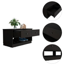 Load image into Gallery viewer, Storage Bench Beji, Lower Shelf, Two Drawers, Black Wengue Finish-2
