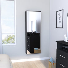 Load image into Gallery viewer, Wall Mounted Shoe Rack With Mirror Chimg, Single Door, Black Wengue Finish-0
