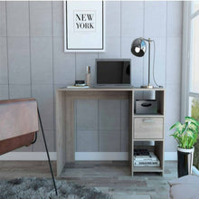 Load image into Gallery viewer, Computer Desk Odessa with Single Drawer and Open Storage Cabinets, Light Gray Finish-0
