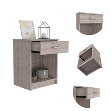 Load image into Gallery viewer, Nightstand Coco, Single Drawer, Lower Shelf, Light Gray Finish-6
