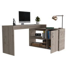 Load image into Gallery viewer, L-Shaped Desk Desti, Single Door Cabinet, Light Gray Finish-4
