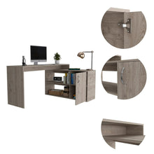 Load image into Gallery viewer, L-Shaped Desk Desti, Single Door Cabinet, Light Gray Finish-6
