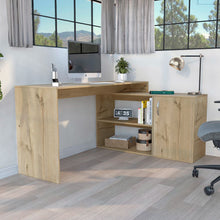 Load image into Gallery viewer, L-Shaped Desk Desti, Single Door Cabinet, Light Oak Finish-0
