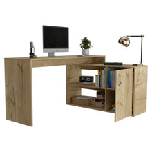 Load image into Gallery viewer, L-Shaped Desk Desti, Single Door Cabinet, Light Oak Finish-4
