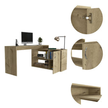 Load image into Gallery viewer, L-Shaped Desk Desti, Single Door Cabinet, Light Oak Finish-6
