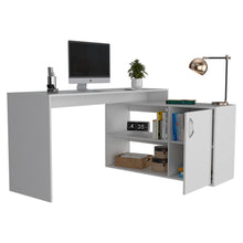 Load image into Gallery viewer, L-Shaped Desk Desti, Single Door Cabinet, White Finish-4
