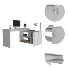 Load image into Gallery viewer, L-Shaped Desk Desti, Single Door Cabinet, White Finish-6
