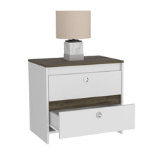Load image into Gallery viewer, Nightstand Dreams, Two Drawers, White / Dark Brown Finish-4
