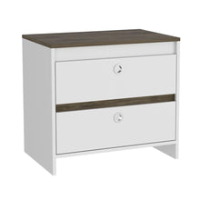 Load image into Gallery viewer, Nightstand Dreams, Two Drawers, White / Dark Brown Finish-5

