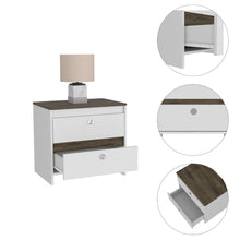 Load image into Gallery viewer, Nightstand Dreams, Two Drawers, White / Dark Brown Finish-6
