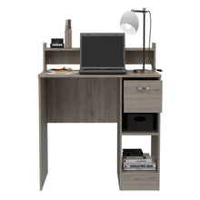 Load image into Gallery viewer, Computer Desk Delmar with Open Storage Shelves and Single Drawer, Light Gray Finish-2
