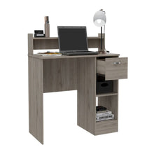 Load image into Gallery viewer, Computer Desk Delmar with Open Storage Shelves and Single Drawer, Light Gray Finish-4
