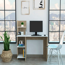 Load image into Gallery viewer, Desk Wichita, Four Shelves, Light Oak / White Finish-0

