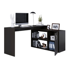 Load image into Gallery viewer, L-Shaped Desk Desti, Single Door Cabinet, Black Wengue Finish-4
