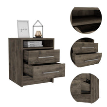 Load image into Gallery viewer, Nightstand Cartiz, Two Drawers, Dark Brown Finish-2
