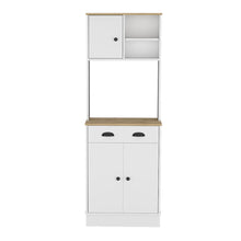Load image into Gallery viewer, Microwave Storage Stand with 3-Doors and Drawer Arlington, White / Macadamia Finish-4

