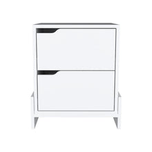 Load image into Gallery viewer, Nightstand Brookland, Bedside Table with Double Drawers and Sturdy Base, White / Macadamia Finish-4
