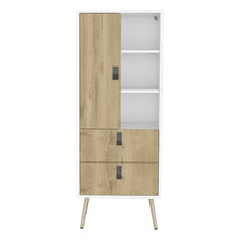 Load image into Gallery viewer, Tall Dresser Magness, Two Drawers, Three Shelves, White / Macadamia Finish-2
