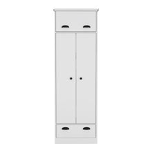 Load image into Gallery viewer, Armoire with Two-Doors Dumas, Top Hinged Drawer and 1-Drawer, White Finish-3
