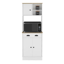 Load image into Gallery viewer, Microwave Storage Stand with 3-Doors and Drawer Arlington, White / Macadamia Finish-2
