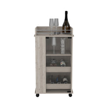 Load image into Gallery viewer, Bar Cart with Two-Side Shelves Beaver, Glass Door and Upper Surface, Light Gray Finish-2
