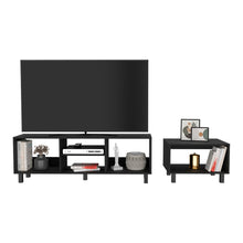 Load image into Gallery viewer, 2pc Living Room Set Millville, Coffe Table, Tv Rack, Four Shelves, Black Wengue Finish-2
